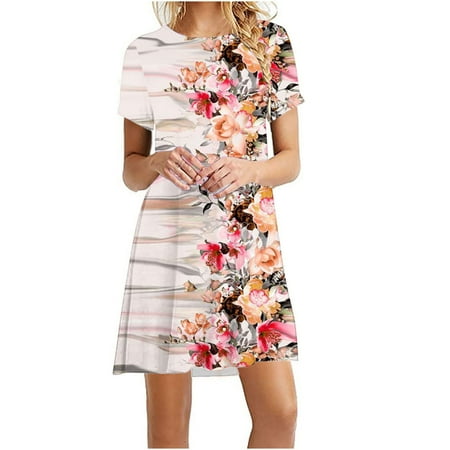 YanHoo Women s Summer Dresses Casual Short Sleeve Round Neck Tops Dress Beach Floral Print Fashion Mini Dress
YanHoo Women s Summer Dresses Casual Short Sleeve Round Neck Tops Dress Beach Floral Print Fashion Mini Dress