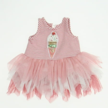 Pre-owned Pippa & Julie Girls Pink | White Dress size: 3-6 Months