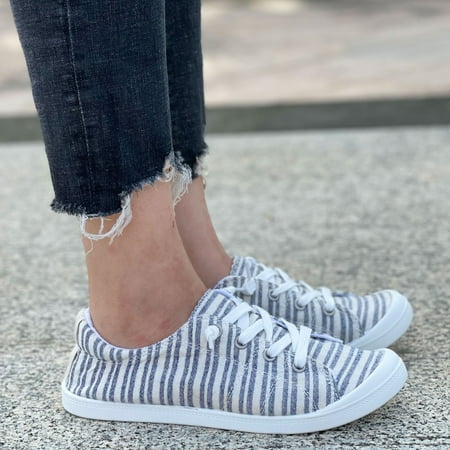 Women‘s Striped Flat Sneakers Lace-up Round Toe Slip On Canvas Shoes Casual Low Top Shoes
Women‘s Striped Flat Sneakers Lace-up Round Toe Slip On Canvas Shoes Casual Low Top Shoes