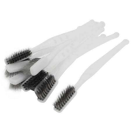 Unique Bargains Industrial Hand Tool Stainless Steel Wire Clean Brush White 18cm Length 10 Pcs