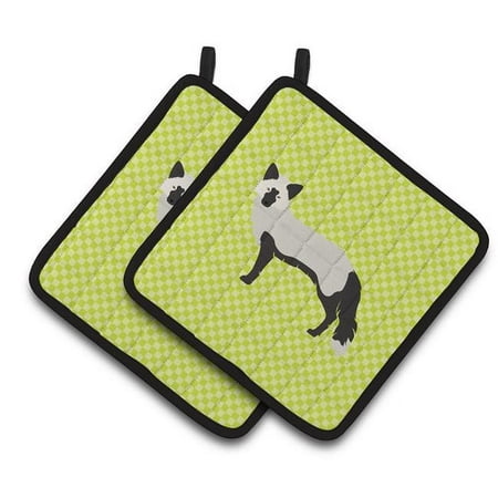 Silver Fox Green Pair of Pot Holders - Green