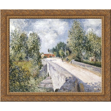 Bridge over the Orvanne near Moret 24x20 Gold Ornate Wood Framed Canvas Art by Alfred Sisley