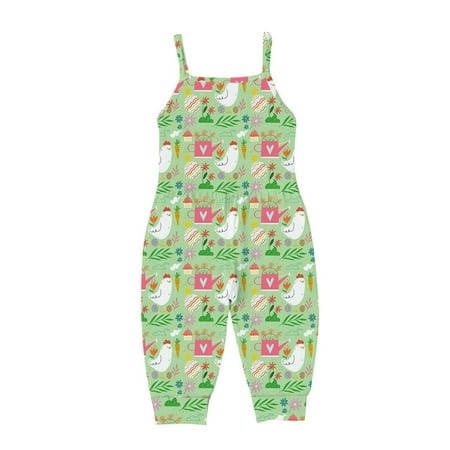 

REORIAFEE Newborn Infant Bodysuit Easter Comfy Jumpsuits Round Neck Sleeveless Summer Bodysuits Spaghetti Strap Overalls Playsuit Infant Onesie Green 2 Years