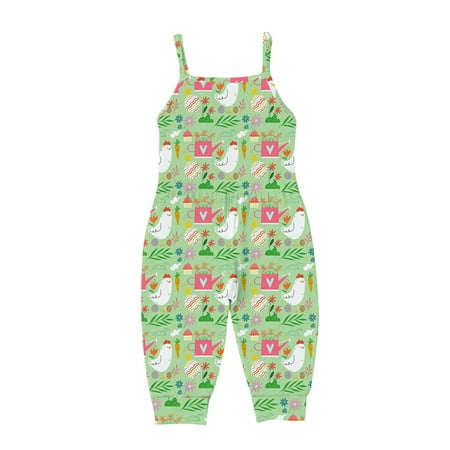 

REORIAFEE Newborn Infant Bodysuit Easter Comfy Jumpsuits Round Neck Sleeveless Summer Bodysuits Spaghetti Strap Overalls Playsuit Infant Onesie Green 2 Years