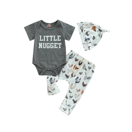 Suealasg Baby Girl 3 Piece Western Outfits Letter Print Short Sleeve Romper + Tractor Chicken Pants + Knot Hat Set Newborn Casual Country Clothes Set
Suealasg Baby Girl 3 Piece Western Outfits Letter Print Short Sleeve Romper + Tractor Chicken Pants + Knot Hat Set Newborn Casual Country Clothes Set