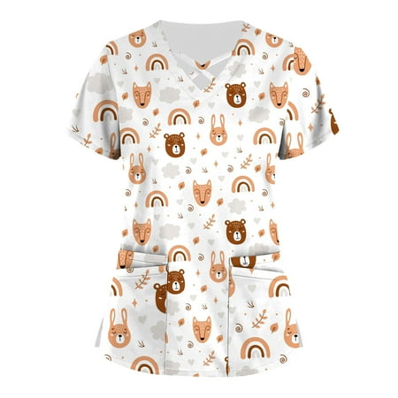 Fopp Seller Plus Size Cute Printed Scrub Working Uniform Tops For Women Cross V-Neck Short Sleeve Fun T-Shirts Workwear Tee With Pockets Orange M
Fopp Seller Plus Size Cute Printed Scrub Working Uniform Tops For Women Cross V-Neck Short Sleeve Fun T-Shirts Workwear Tee With Pockets Orange M