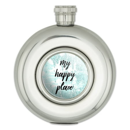 My Happy Place Round Stainless Steel 5oz Hip Drink Flask