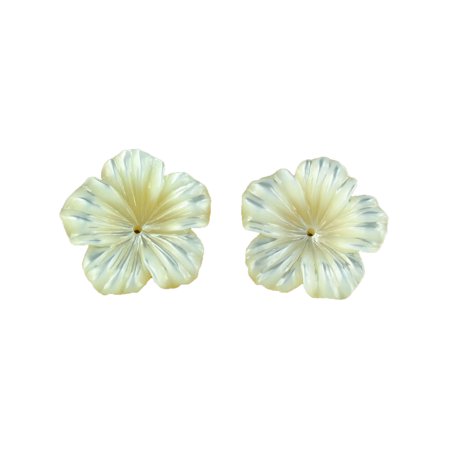 Carved Flower Natural MOP Mother of Pearl 24mm (1 pr) Jewelry Making