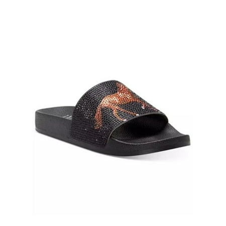 INC Womens Black Pool Rhinestone Peymin Round Toe Slip On Slide Sandals 10 M
