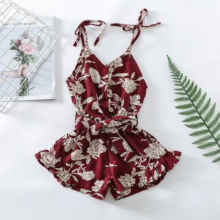 THE WILD Toddler Girl Baby Romper Summer Clothes Floral Straps Rompers Jumpsuit