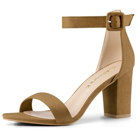 Unique Bargains Woman Open Toe Chunky High Heel Ankle Strap Sandals