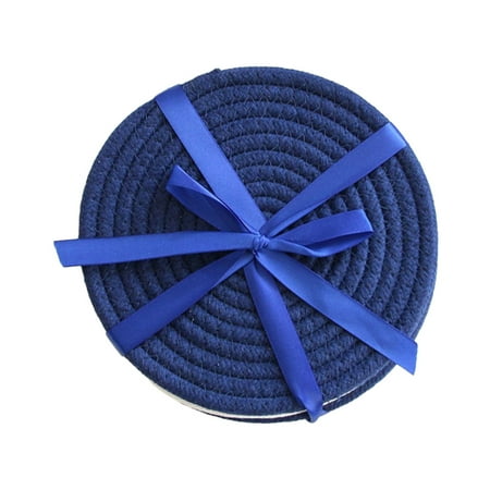 Coasters Set Insulation Mat Water-Absorbing Round Plate Mat Set of 4 with Ribbon Navy Blue About 18cm In Diamet
Coasters Set Insulation Mat Water-Absorbing Round Plate Mat Set of 4 with Ribbon Navy Blue About 18cm In Diamet