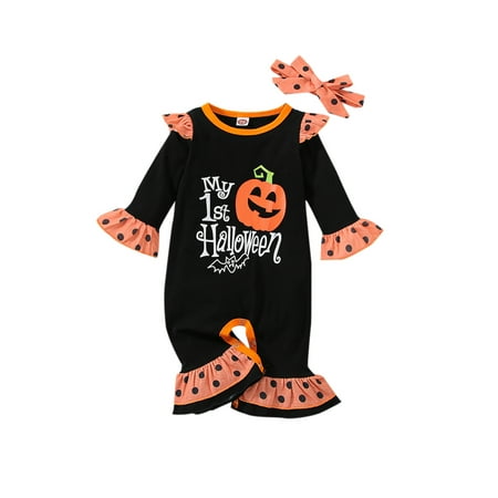 Sunisery 2Pcs Newborn Baby Girls Halloween Jumpsuit Pumpkin Letters Dot Print Long Sleeve Bodysuit + Bowknot Headband
Sunisery 2Pcs Newborn Baby Girls Halloween Jumpsuit Pumpkin Letters Dot Print Long Sleeve Bodysuit + Bowknot Headband