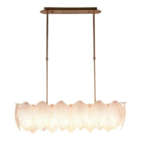 Lucas McKearn Acanthus Textured Glass Island Chandelier in Aged Brass