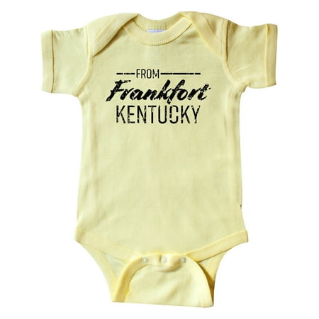 Inktastic From Frankfort Kentucky in Black Distressed Text Gift Baby Boy or Baby Girl Bodysuit