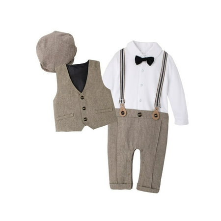 uukiA 6-24 Months And 2-3 Years Child Baby Boy Gentleman Long Sleeve One-piece Shirt Hat Vest And Suspender Pants 4PCs Outfits Set
uukiA 6-24 Months And 2-3 Years Child Baby Boy Gentleman Long Sleeve One-piece Shirt Hat Vest And Suspender Pants 4PCs Outfits Set