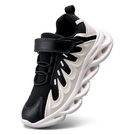 Engtoy Little Big Kids Athletic Sneakers Hook and Loop Breathable Sports Walking Shoes