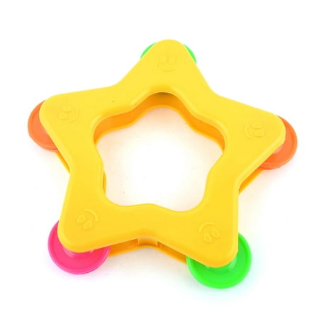 Kid Yellow Plastic Five-pointed Star Shape Handheld Shaking Jingle Bell Toy Gift