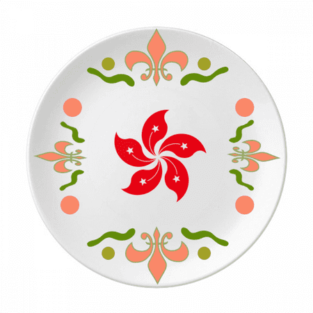 China Hong Kong Regional Flag Flower Ceramics Plate Tableware Dinner Dish