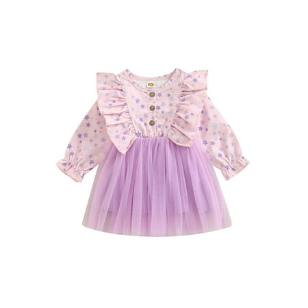 Bagilaanoe Toddler Baby Girl Dress Flower/Stars/Butterfly Print Ruffle Long Sleeve A-line Princess Dresses 12M 18M 24M 3T 4T 5T Kid Patchwork Tulle Skirt
Bagilaanoe Toddler Baby Girl Dress Flower/Stars/Butterfly Print Ruffle Long Sleeve A-line Princess Dresses 12M 18M 24M 3T 4T 5T Kid Patchwork Tulle Skirt