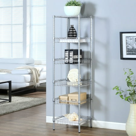 

LANGRIA 6-Tier Wire Shelving Metal Wire Shelf Storage Rack Durable Organizer Unit Perfect for Kitchen Garage Pantry Organization in Silver 13.4 x 13.4 x 63 inches