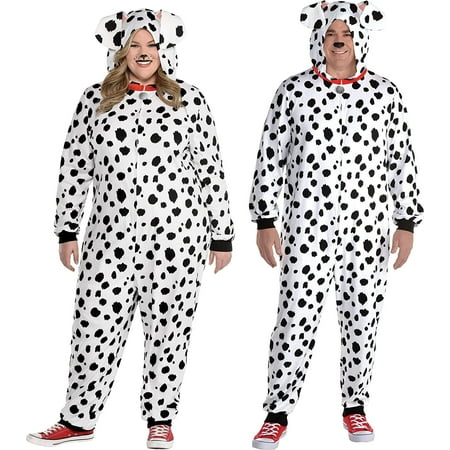amscan Dalmatian Hooded Jumpsuit For Adult | Plus XXL | Black and White - 1 Pc
