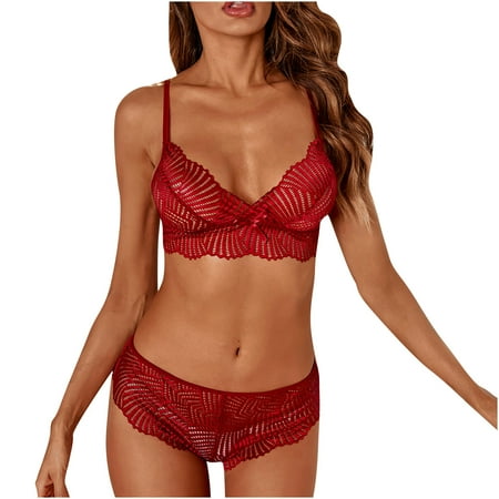 Lilgiuy WomenLingerie Corset Lace Sleepwear Underwear Tops+Briefs Suit(Red XL)