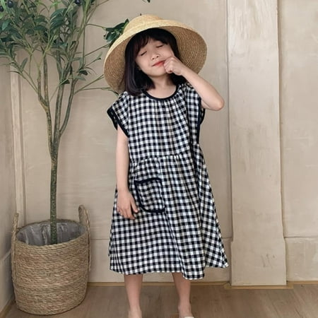 Summer Girl s Round-neck Plaid Rotator Sleeve Pocket Cute And Sweet Ball Gown Dress Kids Children Clothes
Summer Girl s Round-neck Plaid Rotator Sleeve Pocket Cute And Sweet Ball Gown Dress Kids Children Clothes
