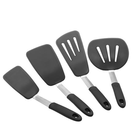 4Pcs Silicone Turners Non-Stick Soft Heat Resistant Black Flexible Spatulas Rubber Turners Cooking Utensil Set for Cooking Kitchen Home
4Pcs Silicone Turners Non-Stick Soft Heat Resistant Black Flexible Spatulas Rubber Turners Cooking Utensil Set for Cooking Kitchen Home
