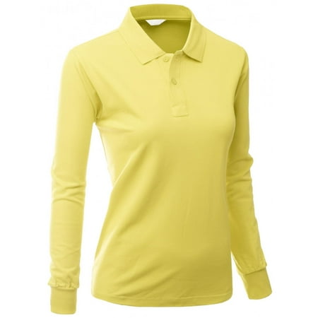 FashionOutfit Women's Cotton Pk Silket Polo Dri Fit Long Sleeve Collar T Shirt