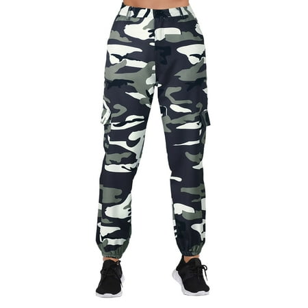 

Women Pants Casual Camo Cargo Cool Camouflage Elastic Waist Multi Outdoor Jogger Pocket Long Sleeve Button Down Shirt Pajama Trousers
