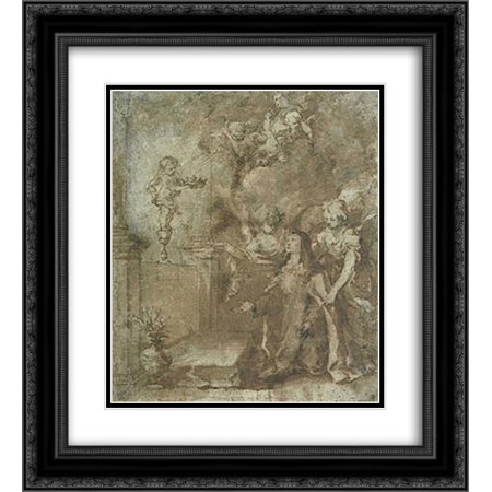 Bartolome Esteban Murillo 2x Matted 20x24 Black Ornate Framed Art Print 'Vision of a nun'