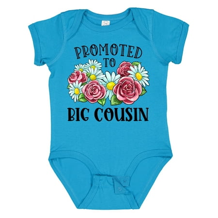 Inktastic Promoted to Big Cousin with Flowers Gift Baby Boy or Baby Girl Bodysuit