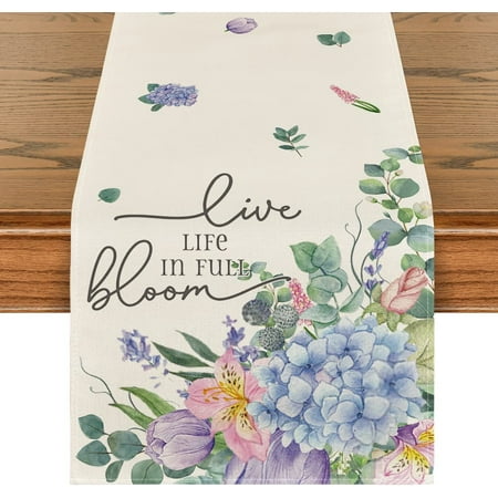 Live Life in Full Bloom Flowers Spring Table Runner Seasonal Summer Kitchen Dining Table Decoration for Home Party Decor 13x72 Inch
Live Life in Full Bloom Flowers Spring Table Runner Seasonal Summer Kitchen Dining Table Decoration for Home Party Decor 13x72 Inch