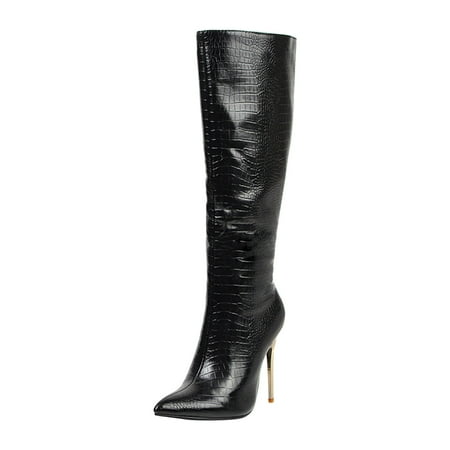 Egmy Women Super High Heel Pointed Shoes Winter Leopard Print Snake Pattern Stilettos Knee-High Sexy Boots Black 5.5(36)
Egmy Women Super High Heel Pointed Shoes Winter Leopard Print Snake Pattern Stilettos Knee-High Sexy Boots Black 5.5(36)