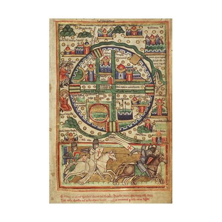 Map of Crusader Jerusalem, 1170 Print Wall Art