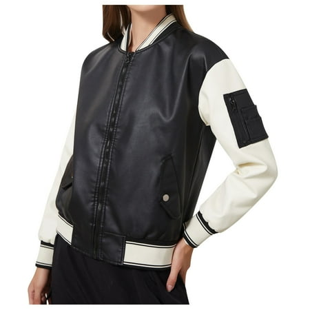 vbnergoie Women s Casual Solid Color-block Leather Pocket Baseball Uniform Loose Zipper Jacket Coat Maternity Jacket Woman Costs
vbnergoie Women s Casual Solid Color-block Leather Pocket Baseball Uniform Loose Zipper Jacket Coat Maternity Jacket Woman Costs