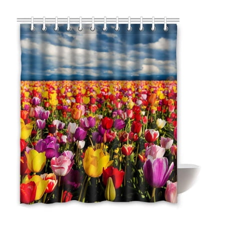 ARTJIA Tulips Waterproof Polyester Bathroom Shower Curtain 66x72 Inches
