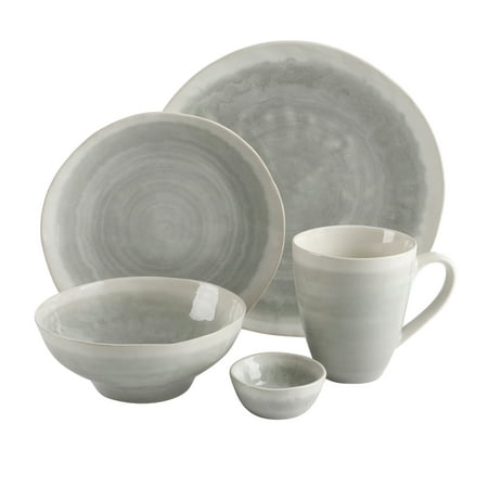 By Chrissy Teigen 20 Piece Round Stoneware Dinnerware Set in Gray