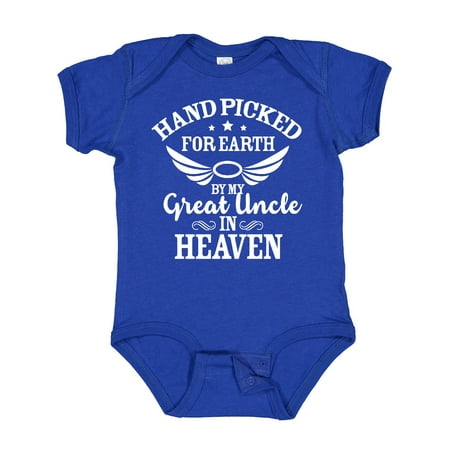 Inktastic Handpicked for Earth by My Great Uncle in Heaven Gift Baby Boy or Baby Girl Bodysuit
Inktastic Handpicked for Earth by My Great Uncle in Heaven Gift Baby Boy or Baby Girl Bodysuit