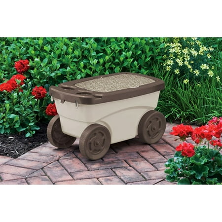garden scooter suncast storage sit carts cart outdoor walmart scooters wheels rolling