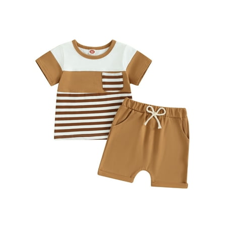 Qtinghua 2Pcs Infant Toddler Baby Boy Summer Outfits Short Sleeve Striped Print Tops + Shorts Pants Clothes
Qtinghua 2Pcs Infant Toddler Baby Boy Summer Outfits Short Sleeve Striped Print Tops + Shorts Pants Clothes