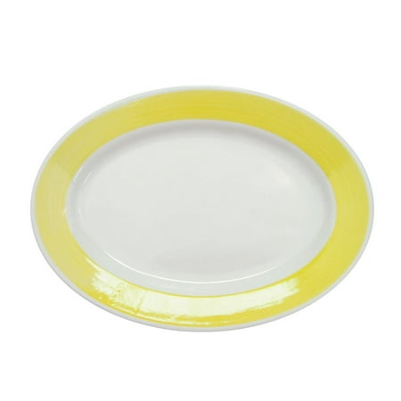 

Rainbow Oval Platter Rolled Edge Yellow 10-3/8 W X 7-1/8 L X 1-1/4 H Stoneware Yellow 4 packs
