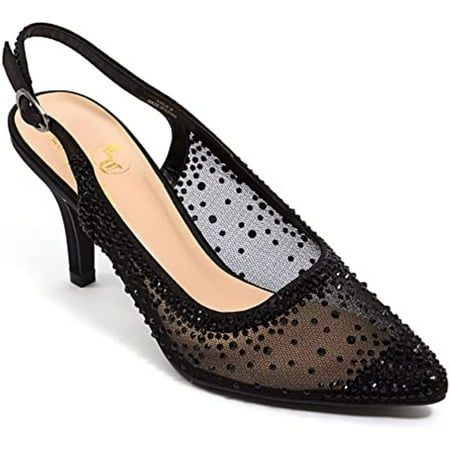 Lady Couture Lola Embellished Pointed Toe Slingback Pump Black 5