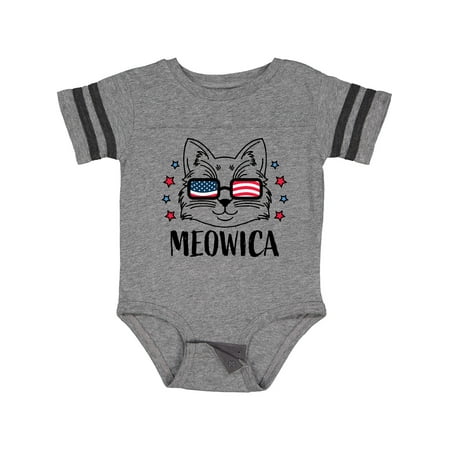 Inktastic 4th of July Meowica Cat in Flag Sunglasses Gift Baby Boy or Baby Girl Bodysuit