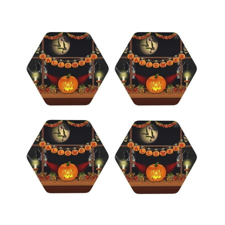 Fuzoiu Halloween Decoration Print Leather Coasters Set Drink Coasters Set of 4 for Tabletop Protection Durable PVC Coasters Home Décor and Housewarming Gift-Hexagon
Fuzoiu Halloween Decoration Print Leather Coasters Set Drink Coasters Set of 4 for Tabletop Protection Durable PVC Coasters Home Décor and Housewarming Gift-Hexagon