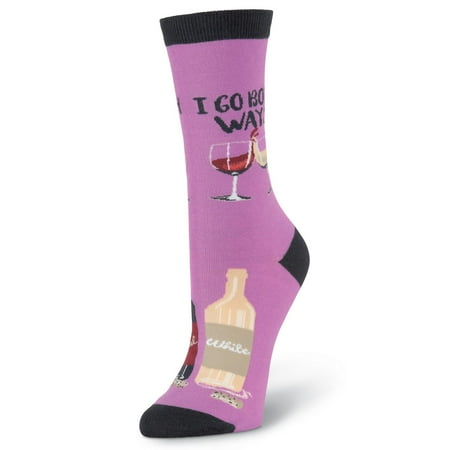 K. Bell Womens I Go Both Ways Crew Socks Womens Size 4-10 Purple