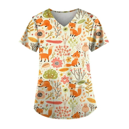 TKing Fashion Women Plus Size Scrubs Top V-Neck Short Sleeve Animal Print Pockets Work Blouse for Women Yellow L
TKing Fashion Women Plus Size Scrubs Top V-Neck Short Sleeve Animal Print Pockets Work Blouse for Women Yellow L