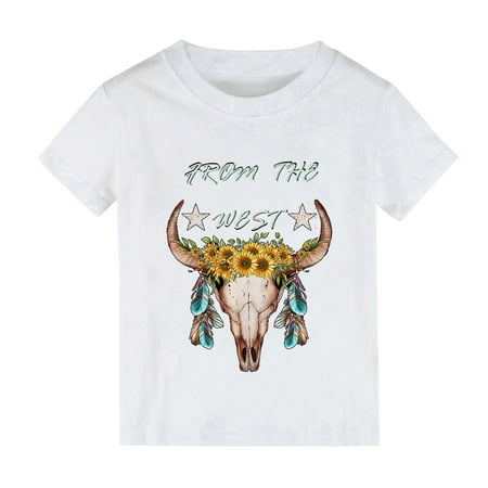 Curry Sleeve Youth Summer Solid Color Cow Head Cartoon FORM THE WESTS Print Boys And Girls Tops Short Sleeved T Shirts For Boys And Girls Toddler Girl Tee Shirt
Curry Sleeve Youth Summer Solid Color Cow Head Cartoon FORM THE WESTS Print Boys And Girls Tops Short Sleeved T Shirts For Boys And Girls Toddler Girl Tee Shirt