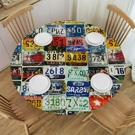 Orinice License Plates Round Table Cover Stain Resistant Washable Indoor Outdoor Tablecloth Kitchen Dining Wedding Parties Elastic Edge 100% Polyester Fiber 54-58
Orinice License Plates Round Table Cover Stain Resistant Washable Indoor Outdoor Tablecloth Kitchen Dining Wedding Parties Elastic Edge 100% Polyester Fiber 54-58